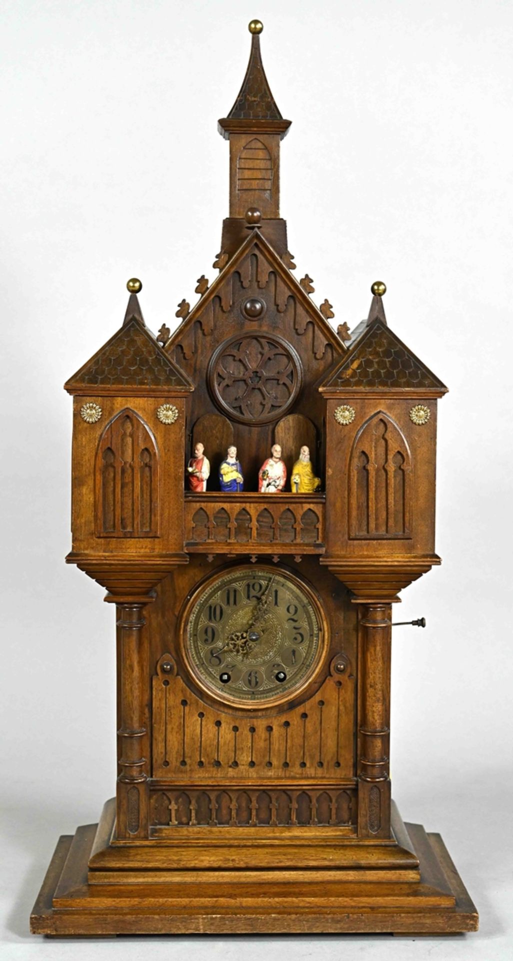 Museal Black Forest apostle clock, Gordian Hettich Sohn, Furtwangen, Black Forest around 1890. Waln - Image 12 of 15