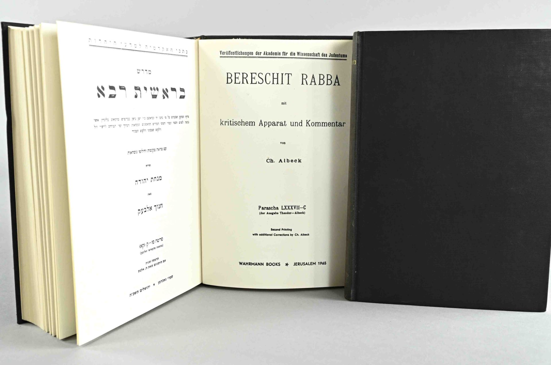 J. Th. And Ch. Albeck, "Midrash Bereshit Rabba", 2nd edition, Wahrmann Books, Jerusalem 1965, Inter - Image 2 of 2