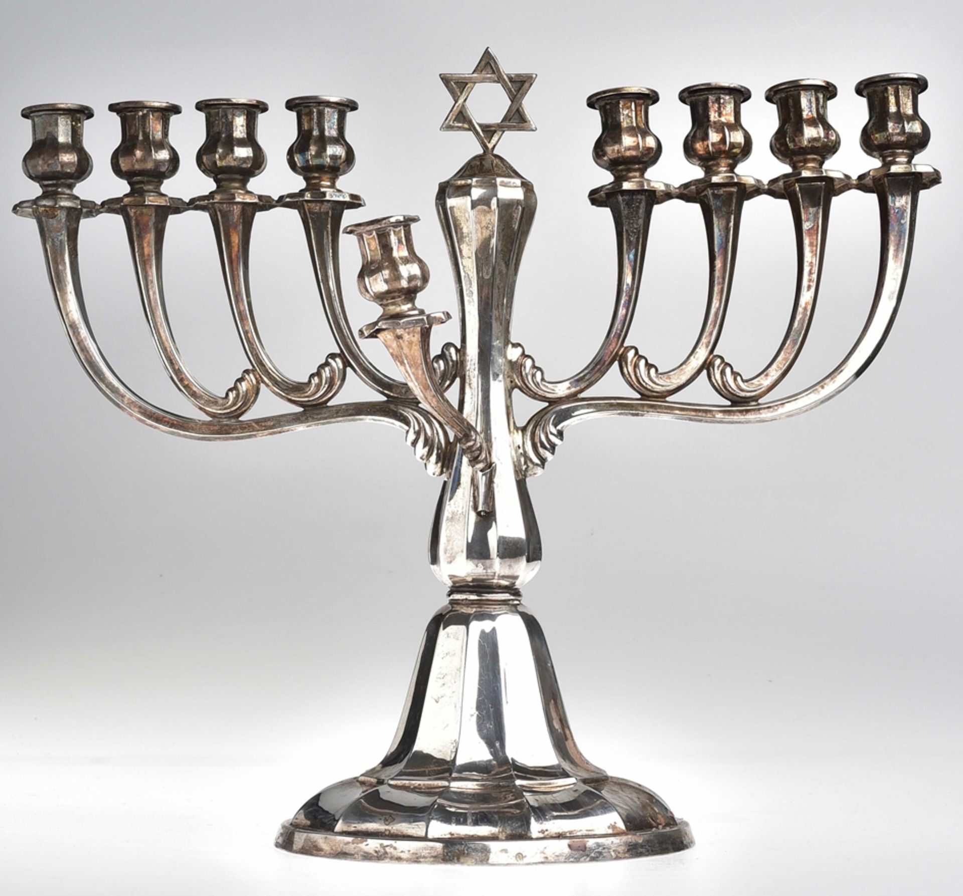 Hanukkah candlestick, Germany c. 1920/30, silver, 925 sterling silver hallmarked, master's mark (il