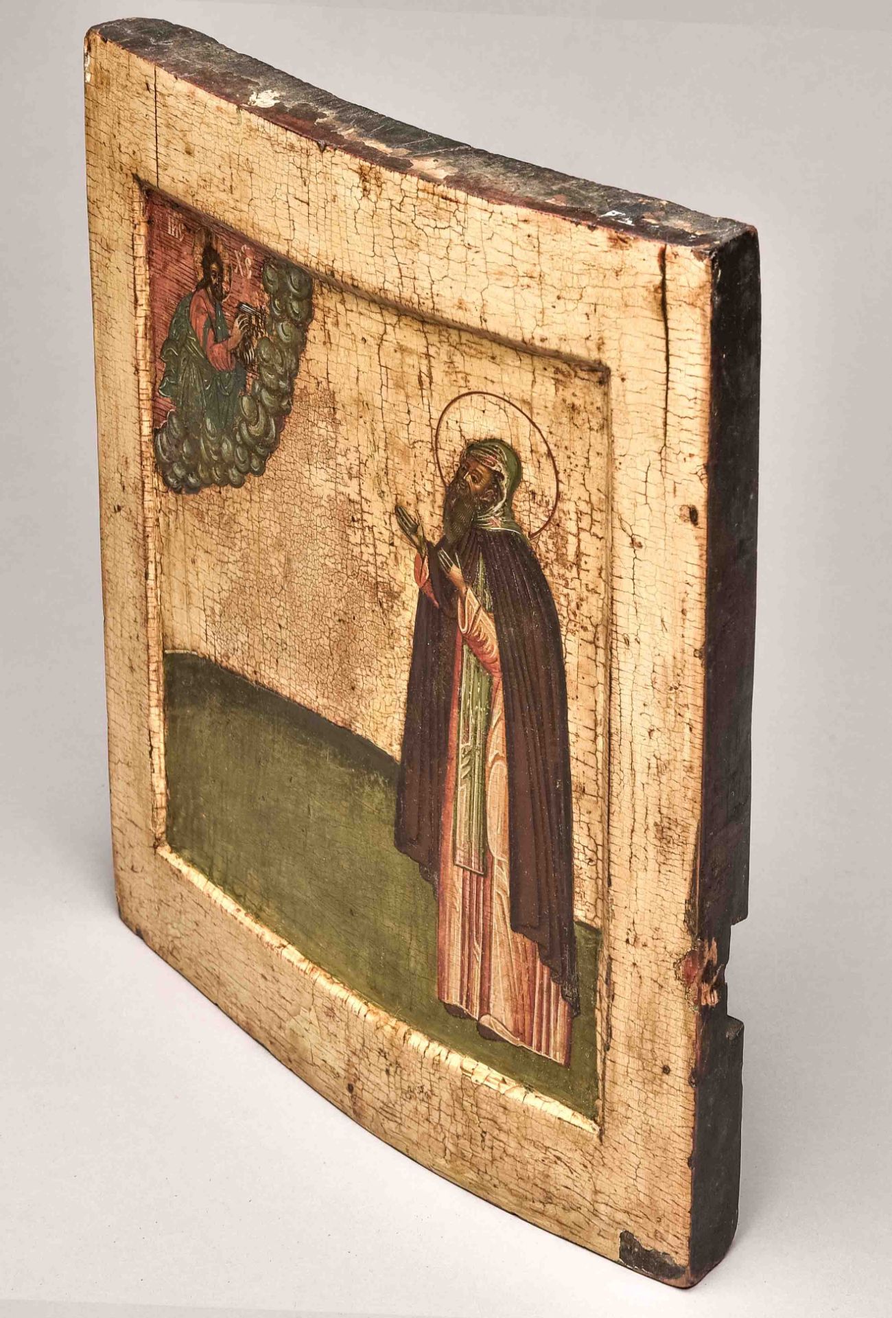 icon, Russia 17th/18th century, "Saint before Christ", wood, chalk ground, egg tempera, 31 x 25,5 c - Image 2 of 4