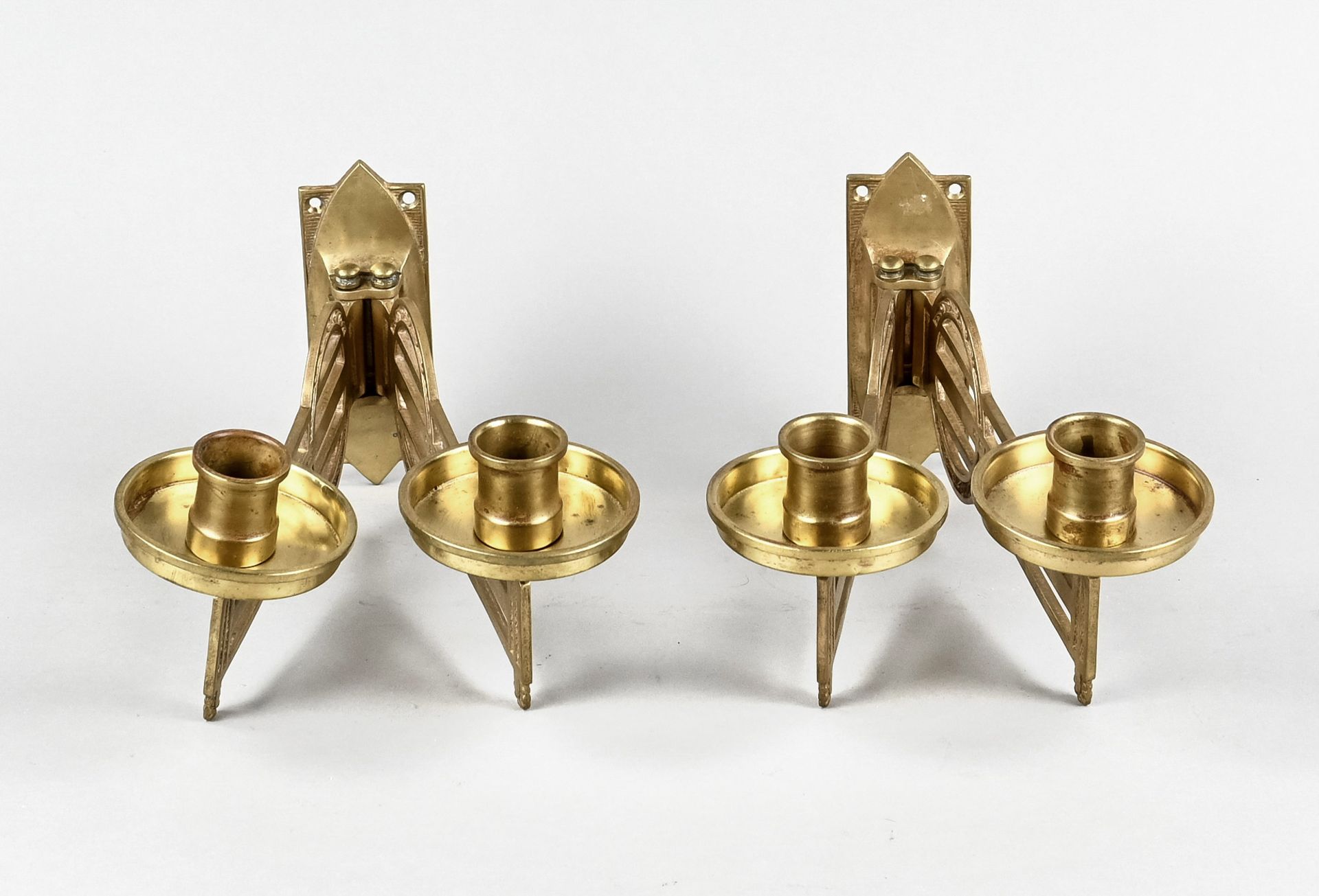 Pair of piano candlesticks, Germany c. 1920, brass, length 23 cm - Image 2 of 3