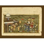 Persische Miniaturmalerei , 16./18. Jh., "Ankunft des Königspaares", Gouache, letzte Miniatur von 4