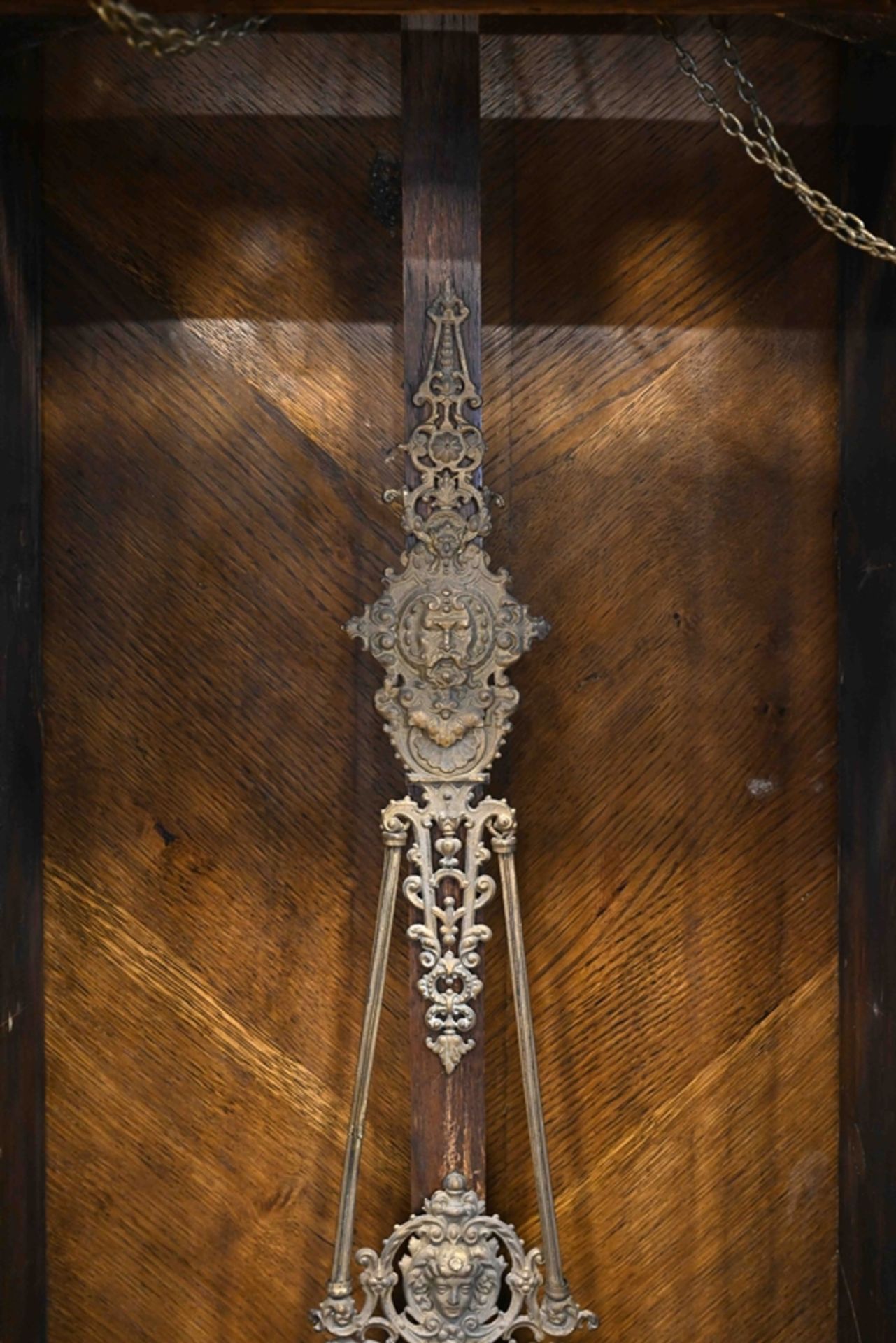 Grand grandfather clock from the Wilhelminian period around 1880/90, solid oak and veneered. Impres - Image 7 of 10