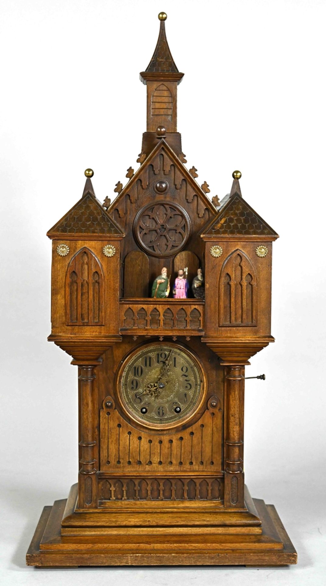 Museal Black Forest apostle clock, Gordian Hettich Sohn, Furtwangen, Black Forest around 1890. Waln - Image 10 of 15