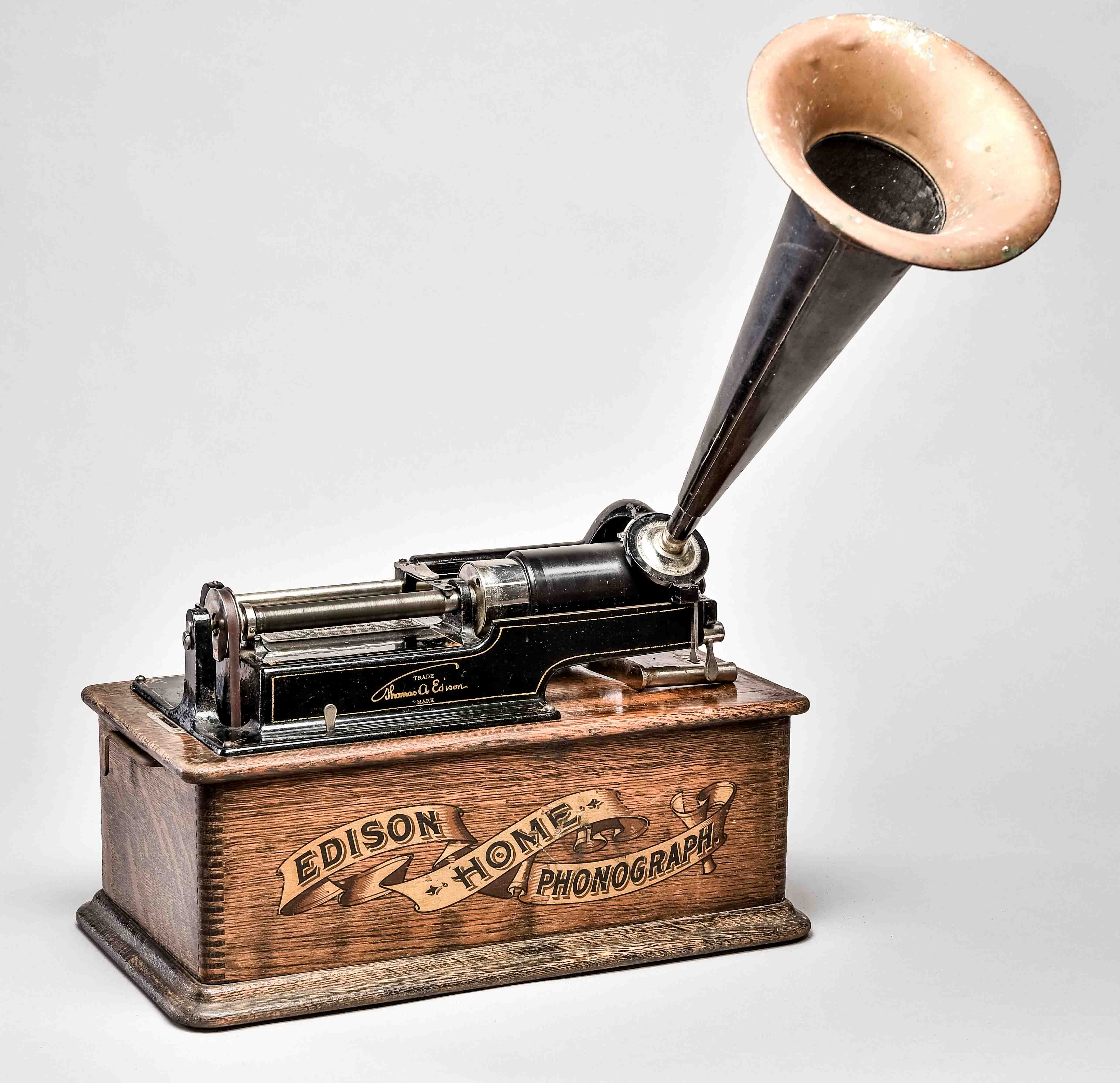 Original Edison phonograph, USA around 1900, cylinder phonograph, model "Standard", with original f