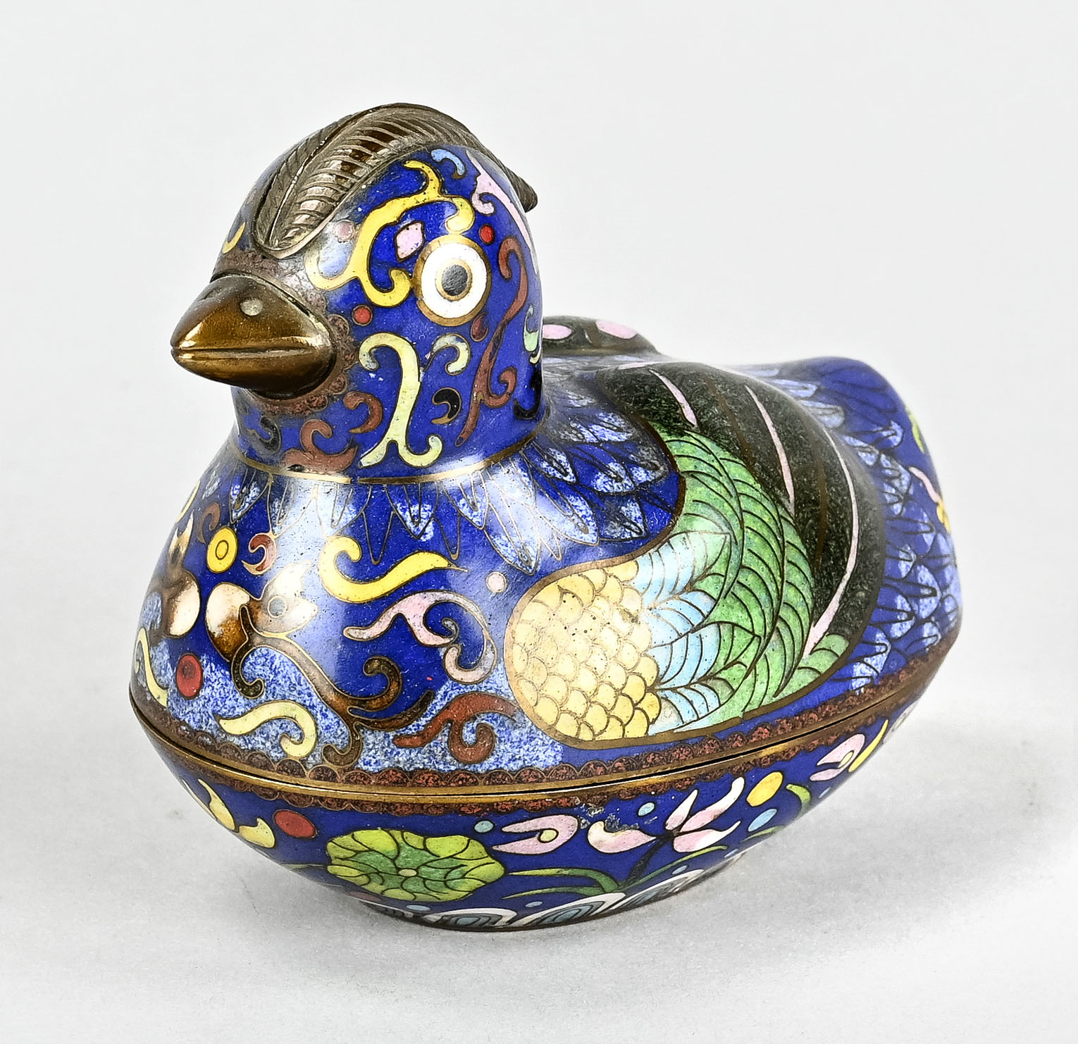 Cloisonné - Dose, Kupfer, Cloisonné gefasst, Höhe 10  x 12 cm - Bild 2 aus 4