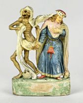 Zizenhausener Figur, Basel, 19. Jh., "Totentanz",  von Anton Sohn,  Ton, farbig gefasst, "Der Tod u