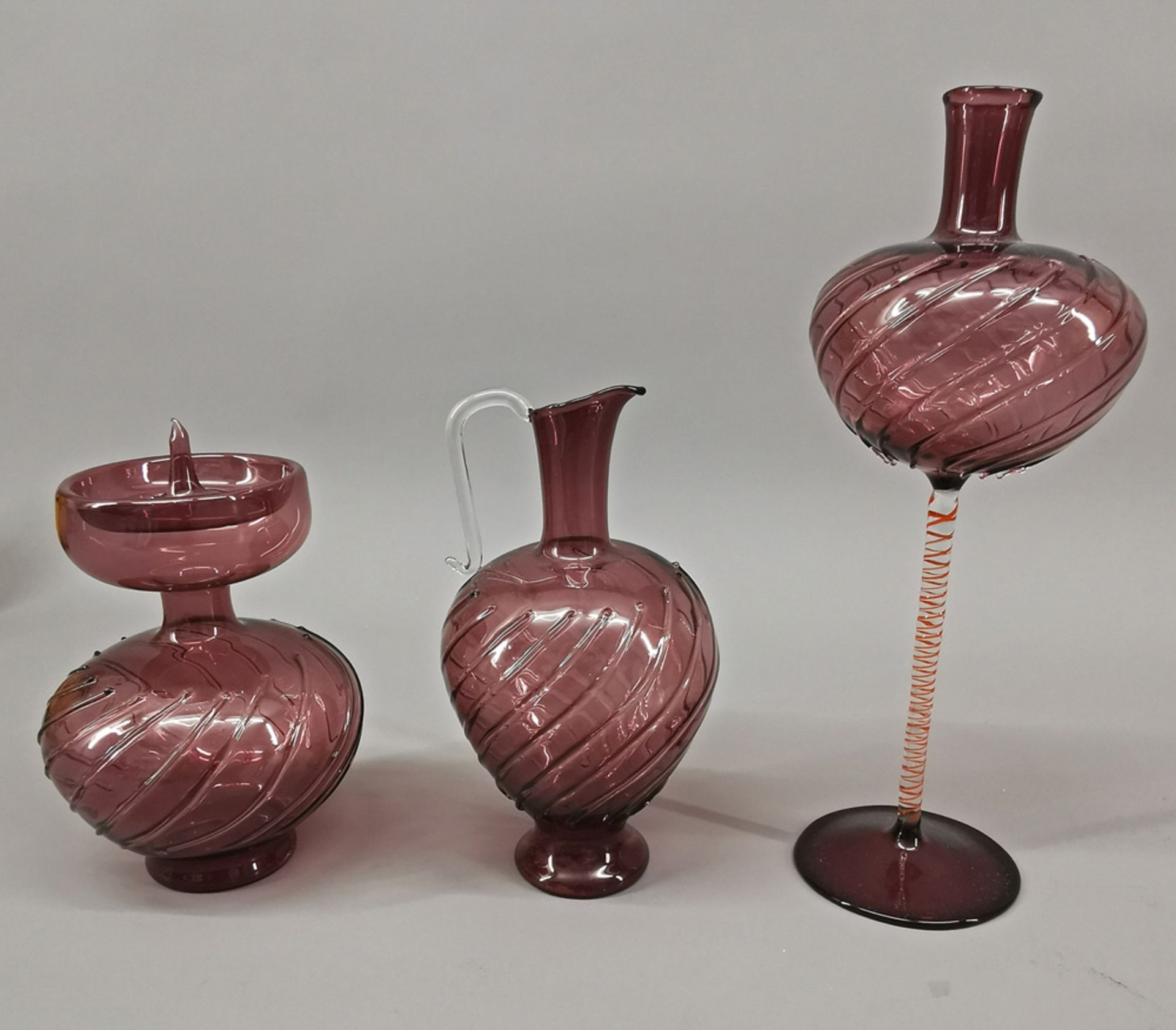 2 Vasen und 1 Leuchter Lauscha violett - Image 2 of 2