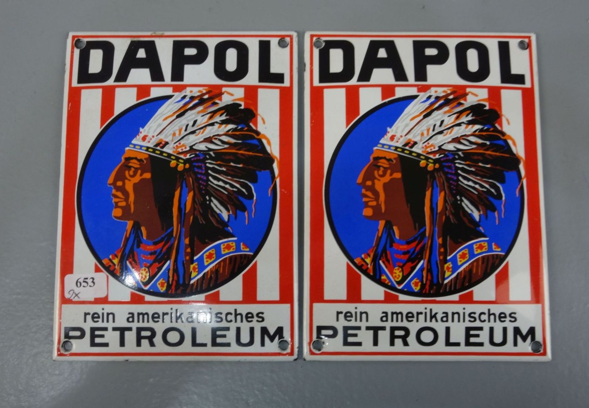 PAAR EMAILLESCHILDER "DAPOL PETROLEUM "