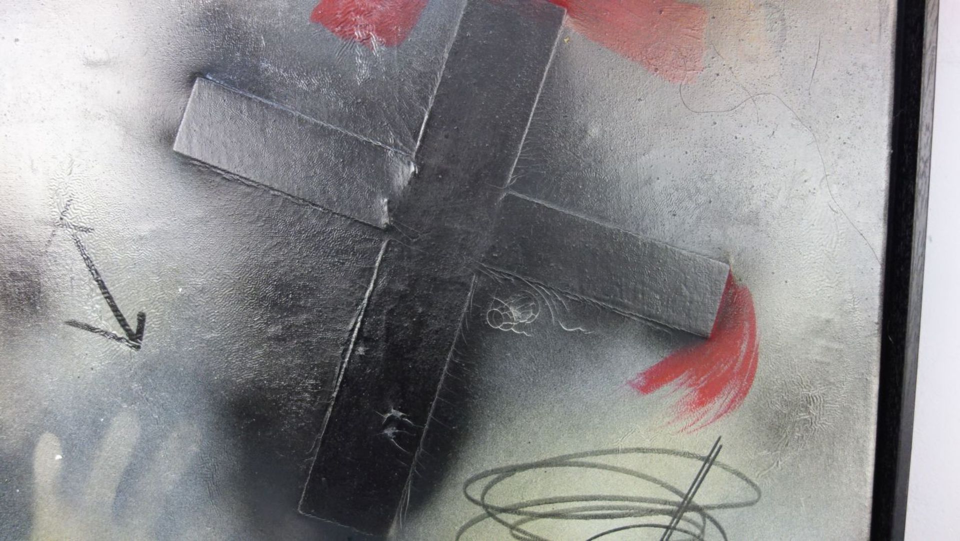 ANTONI TAPIES - GEMÄLDE: "KOMPOSITION MIT KREUZFORM" - Image 3 of 5