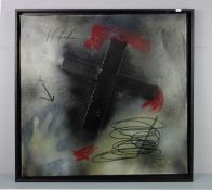 ANTONI TAPIES - GEMÄLDE: "KOMPOSITION MIT KREUZFORM"