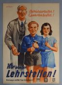 POLITISCHES PLAKAT DER DDR: KURT FIEDLER "WIR BRAUCHEN LEHRSTELLEN!"