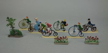 KONVOLUT ZINNFIGUREN / FLACHFIGUREN: RADFAHRER