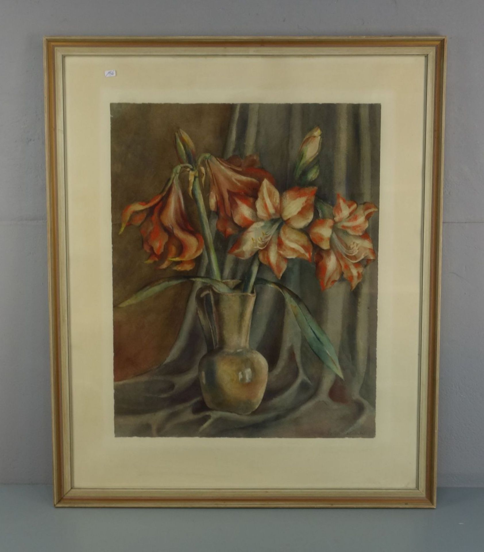 LOTTE SZALINSKI - GOUACHE: "STILLLEBEN MIT AMARYLLIS"