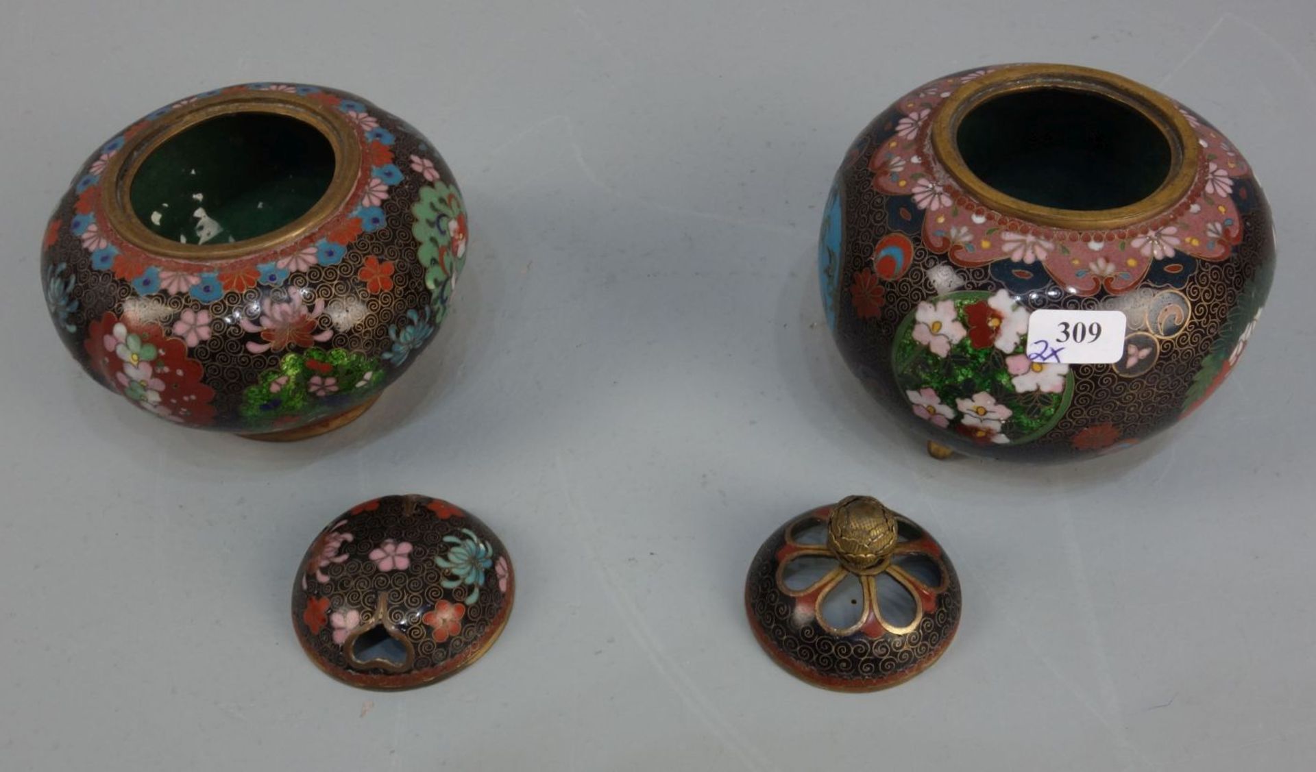 PAAR CLOISONNÉ DOSEN / POTPOURRI - VASEN - Bild 2 aus 3