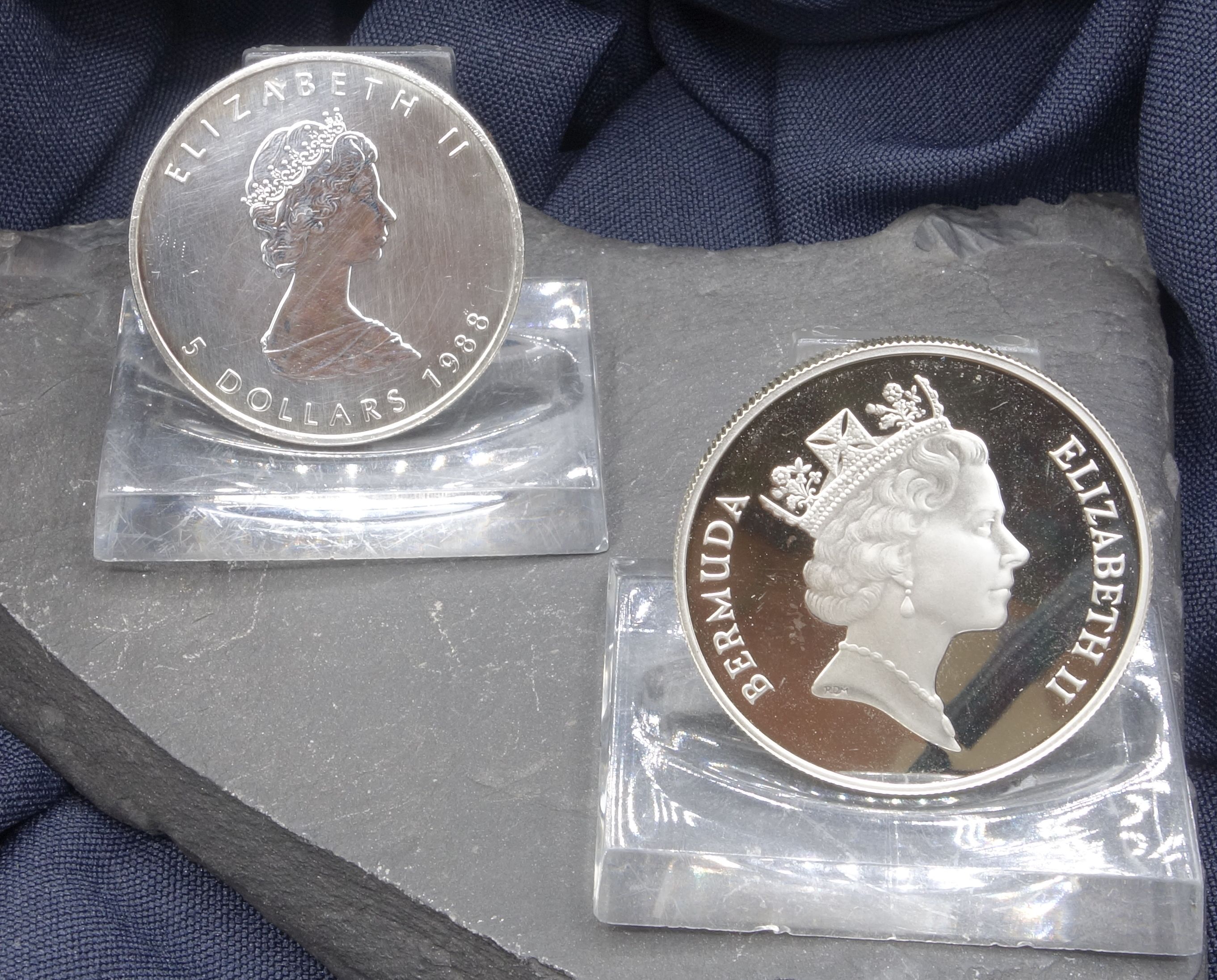 SILVER COINS: MAPLE LEAF AND BERMUDA