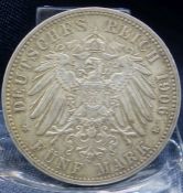 SILBERMÜNZE VON 1906: Fünf Mark