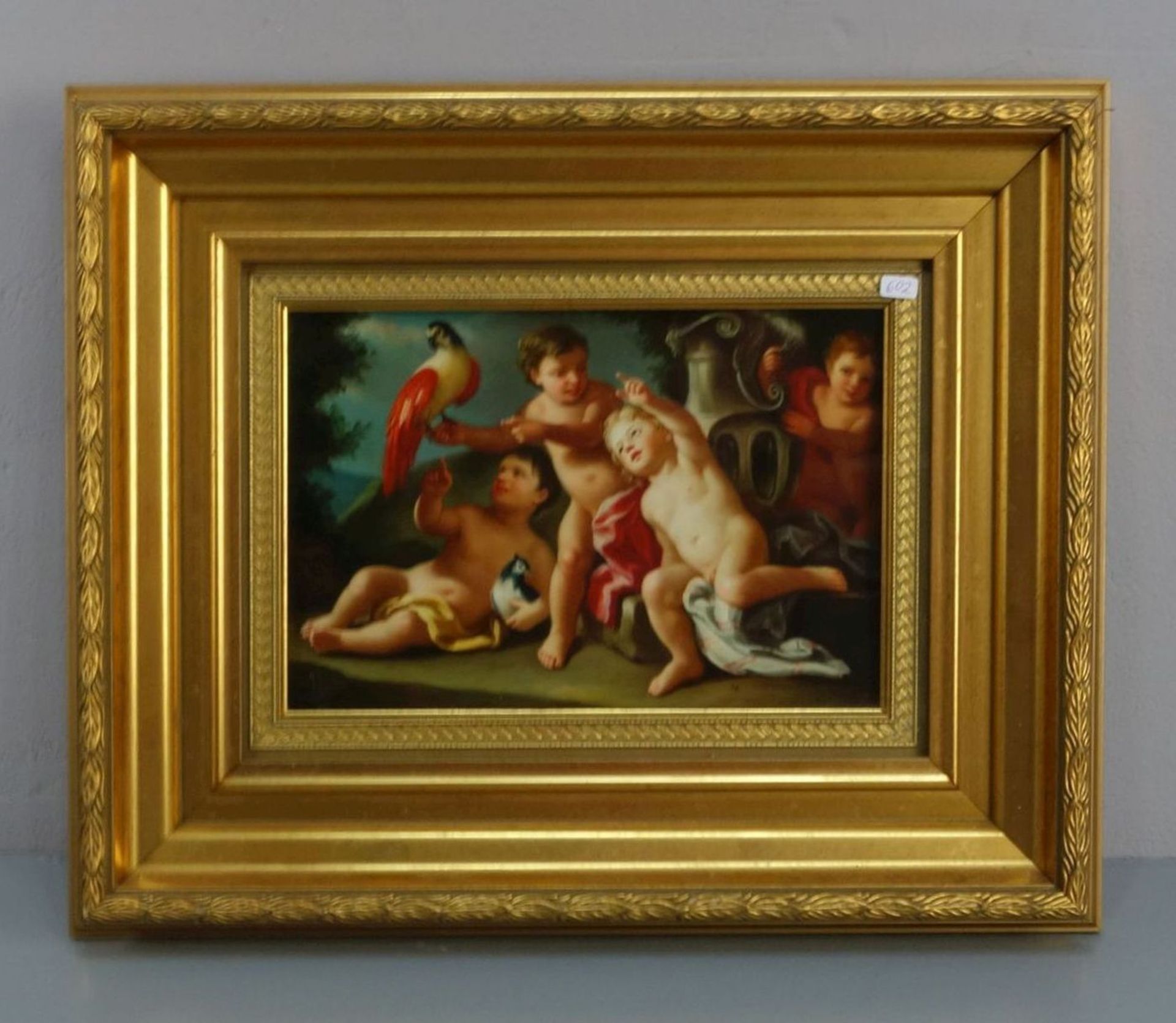 PAINTING: "PUTTI AN BIRDS IN A PARK"
