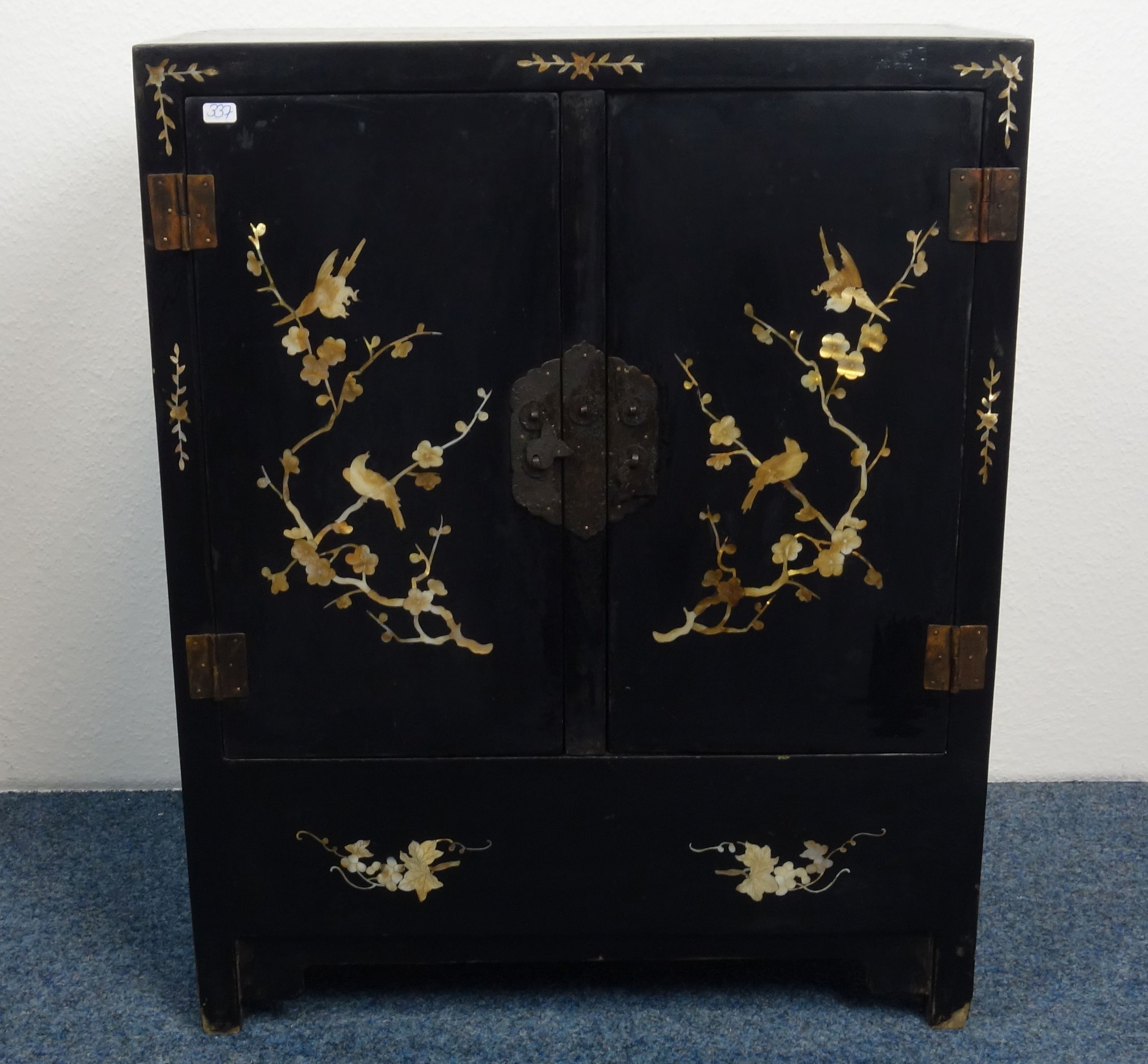 LACQUER CABINET WITH MOTHER OF PEARL MARKETERIES