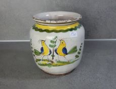 FAYENCE-VASE MIT VOGELDEKOR