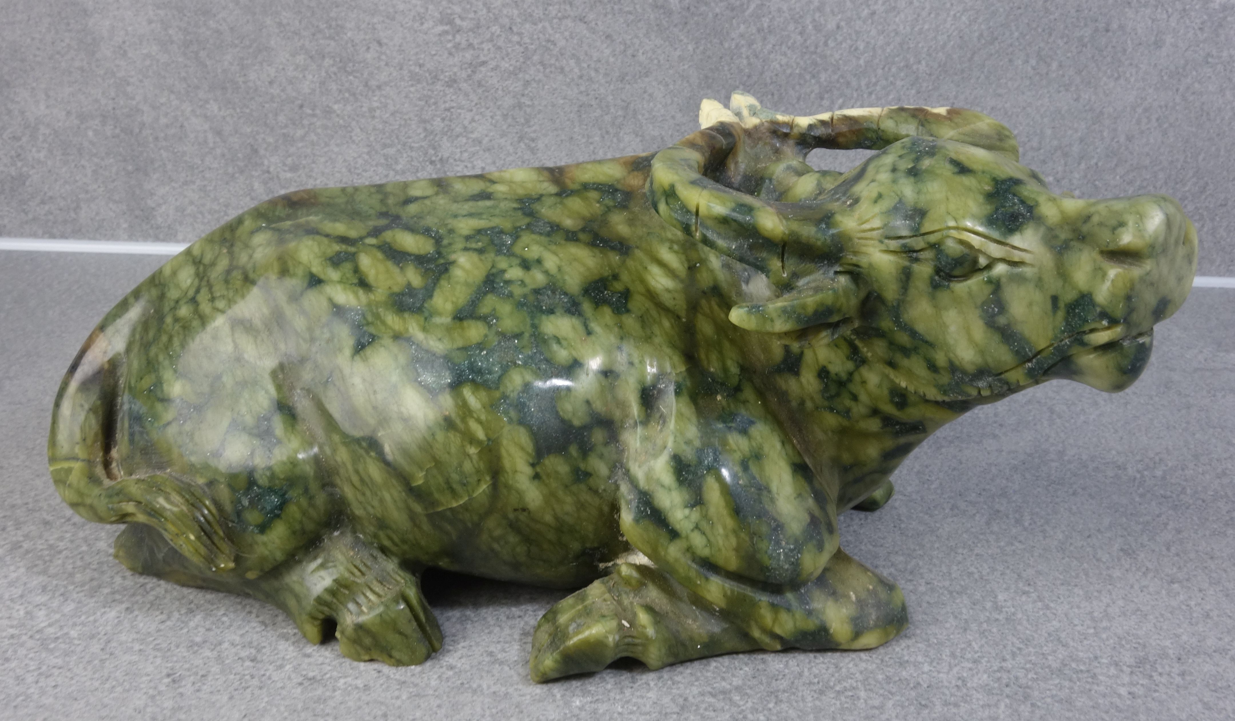 JADE SCULPTURE "LYING WATER BUFFALO"