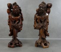 ZWEI ASIATISCHE HOLFIGUREN