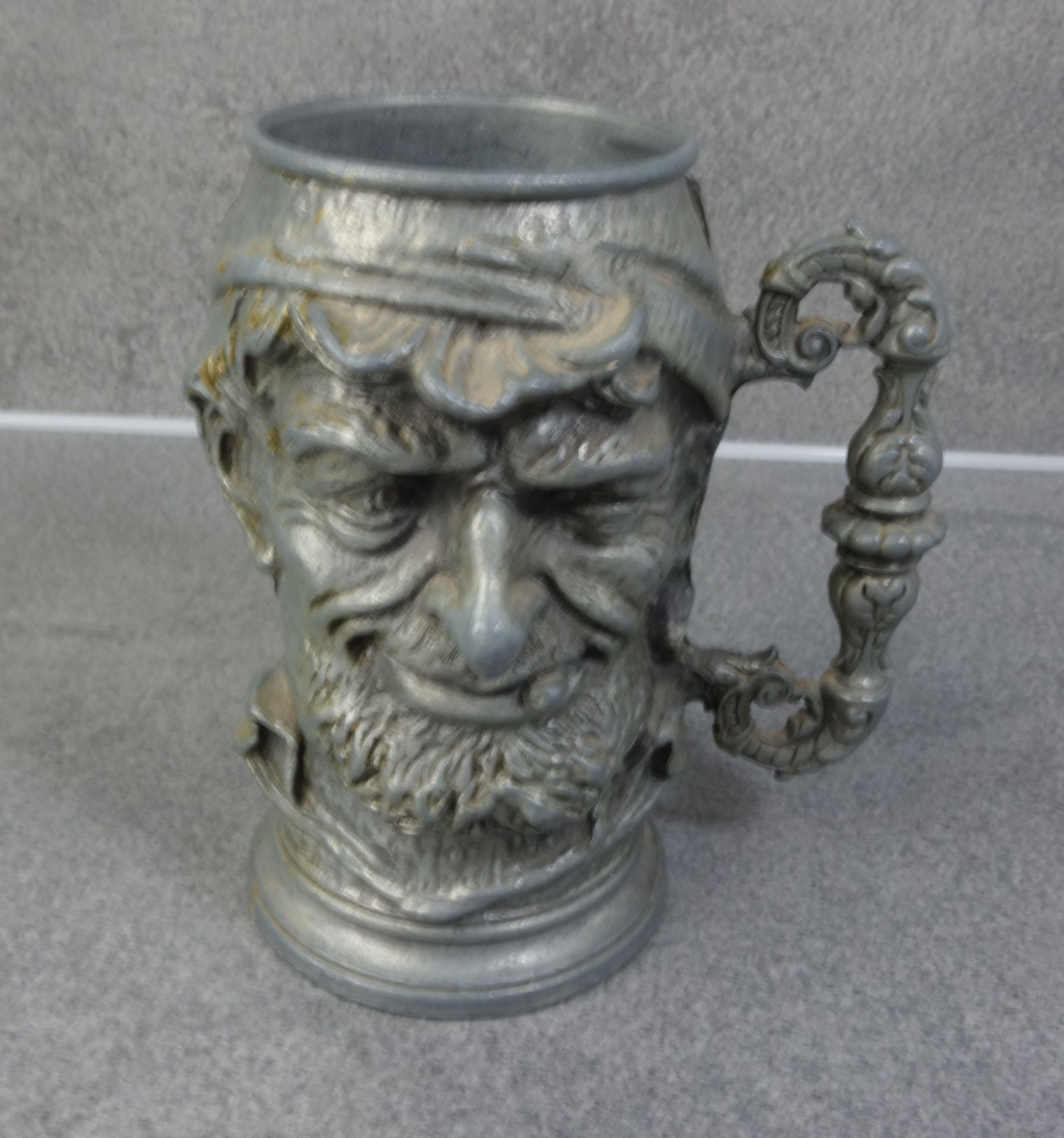 FOUR FIGURAL METAL JUGS WITH CHARACTER HEAD - Image 2 of 5