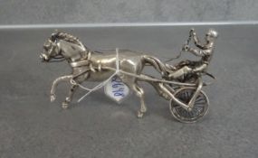 MINIATUR AUS SILBER: JOCKEY MIT PFERD