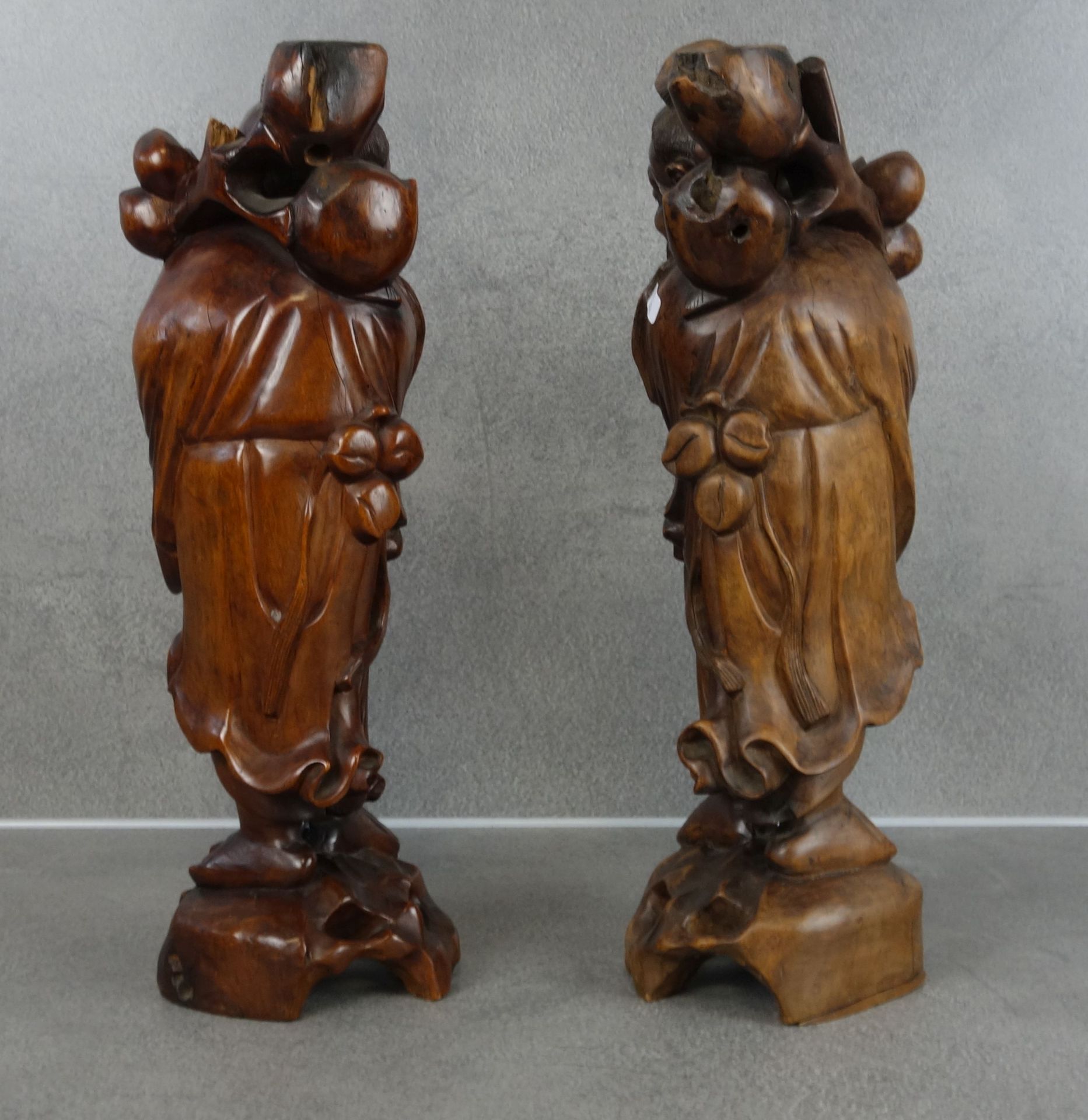 TWO ASIAN WOODEN FIGURES - Image 2 of 3