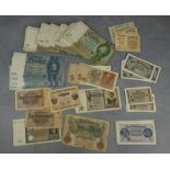 KONVOLUT PAPIERGELD/ BANKNOTEN (REICHSMARK), GUTSCHEINE/ WERTSCHEINE UND RENTENMARK