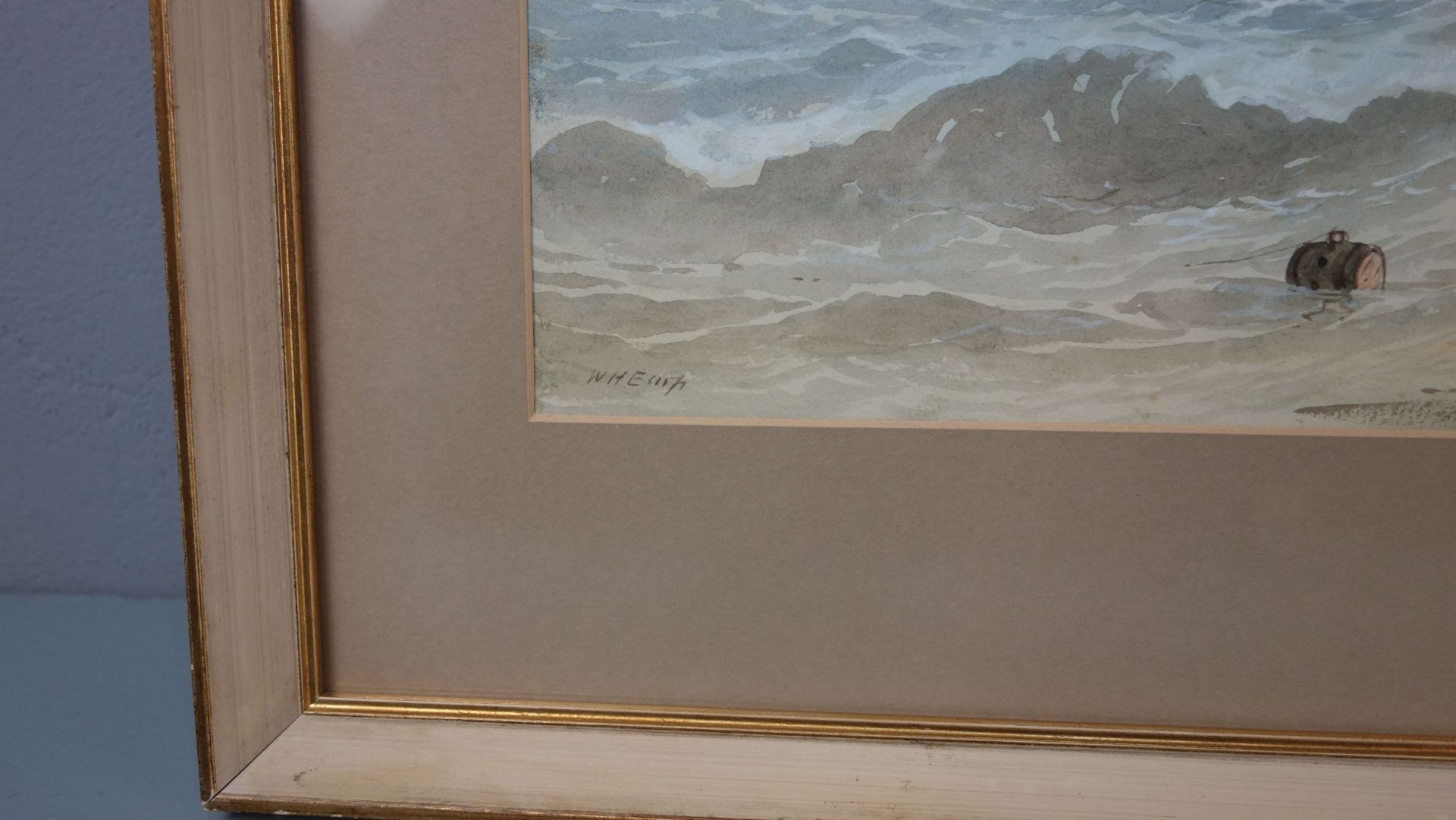 WILLIAM HENRY EARP - AQUARELL: "FISCHER UND BOOTE AN FELSIGER KÜSTE" - Bild 2 aus 3