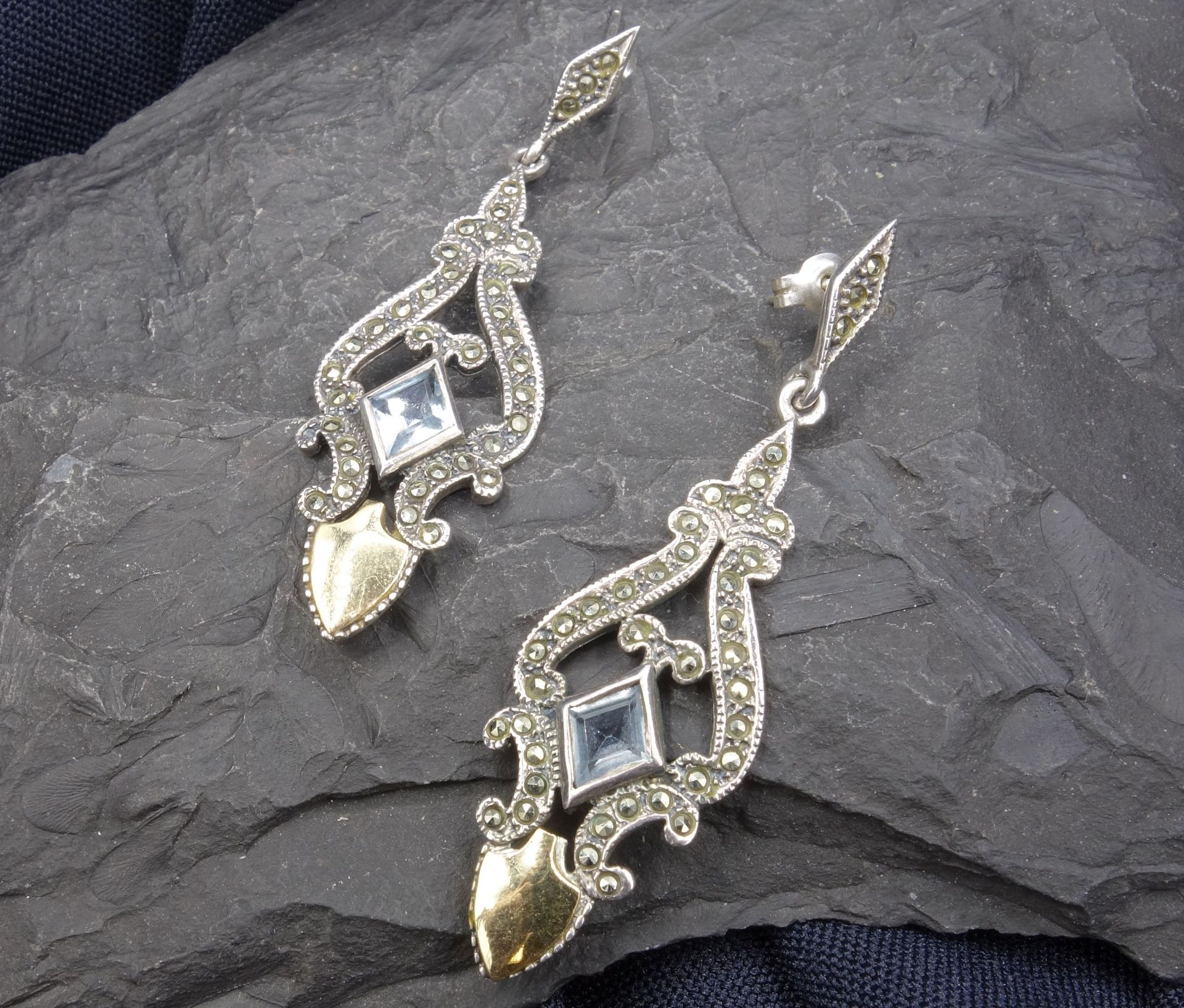 EAR HANGERS WITH MARCASITE SET - Image 4 of 4