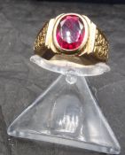 RING MIT RUBIN - 585er Rotgold