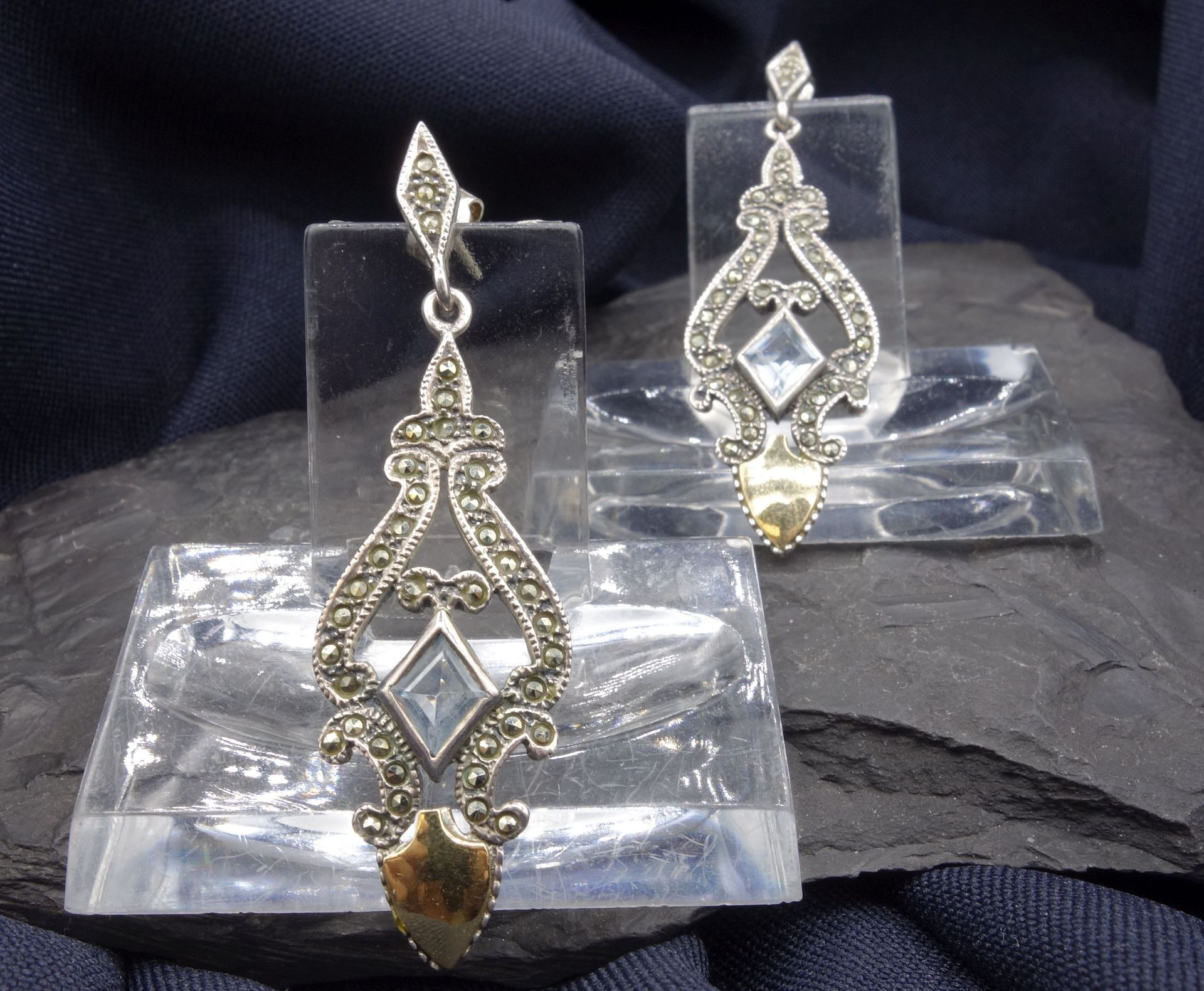EAR HANGERS WITH MARCASITE SET - Image 2 of 4