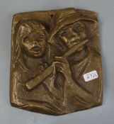 JOSEPH KRAUTWALD - RELIEF: "SINGENDES MÄDCHEN UND KNABE MIT FLÖTE"