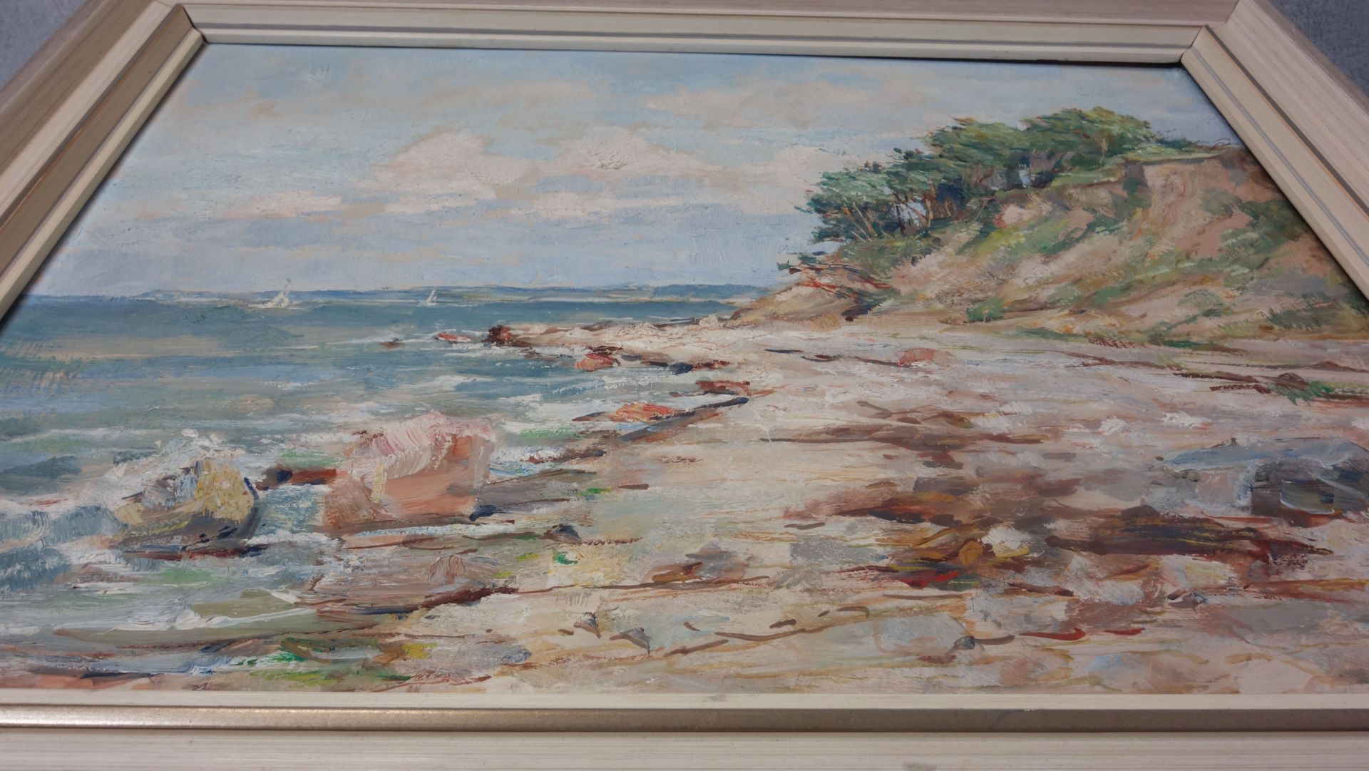 MATERN, HANS WERNER (1906 Rostock- 1996 Lübeck) - PAINTING: "Coastal Landscape / Steep Coast" - Image 8 of 9