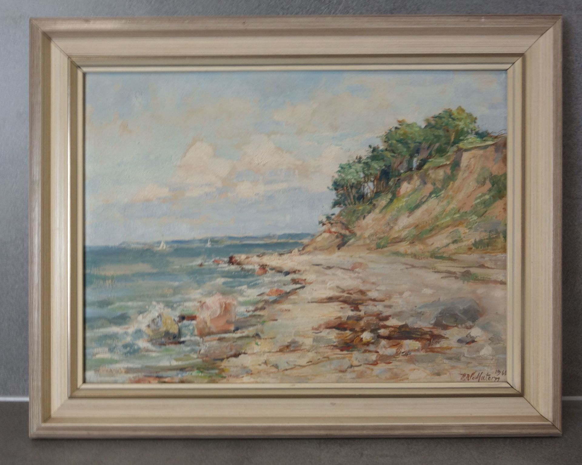 MATERN, HANS WERNER (1906 Rostock- 1996 Lübeck) - PAINTING: "Coastal Landscape / Steep Coast"