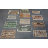 KONVOLUT PAPIERGELD / BANKNOTEN / GELDSCHEINE/ GROSSNOTGELD - 12 Scheine