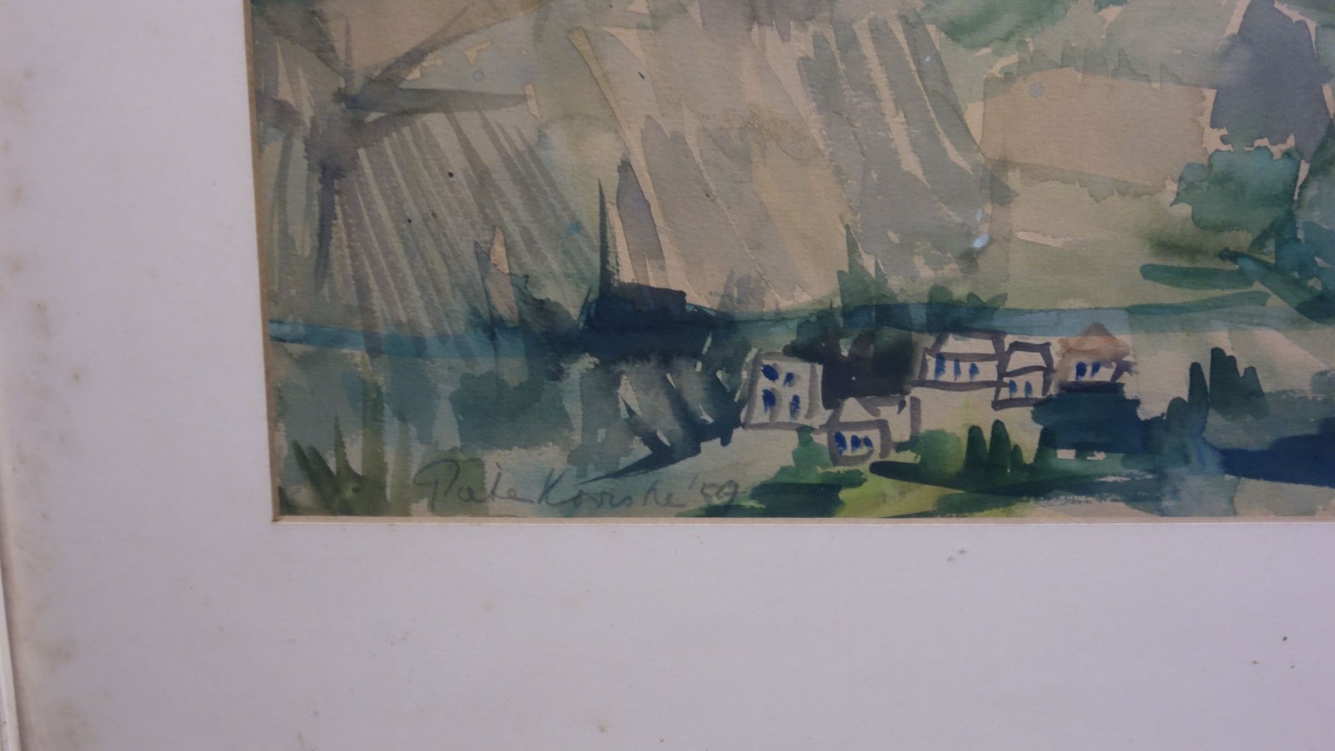 AQUARELL "DORF IM TAL" - Bild 2 aus 3