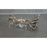 MINIATUR AUS SILBER: JOCKEY MIT PFERD