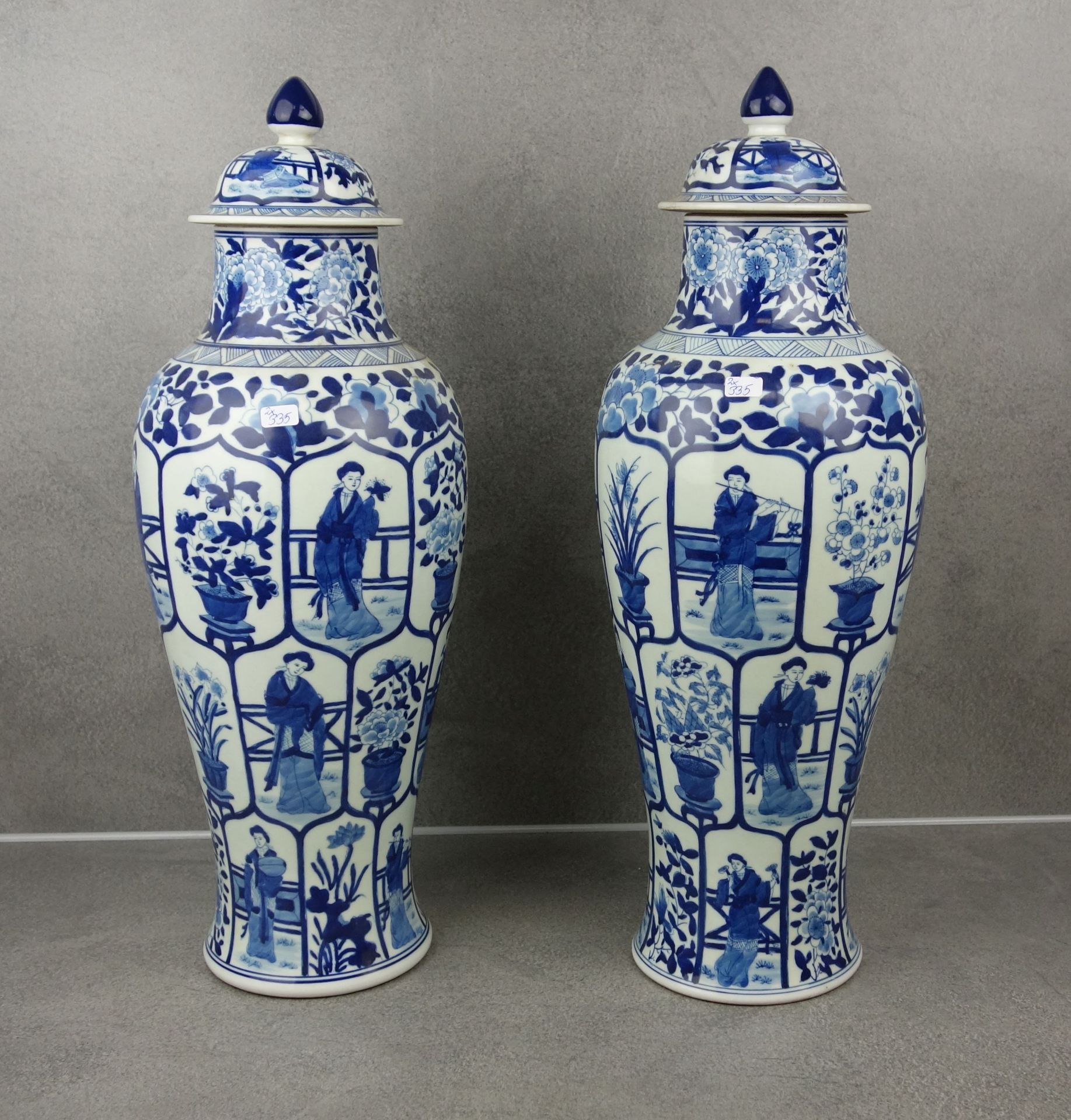 PAIR OF LID VASES