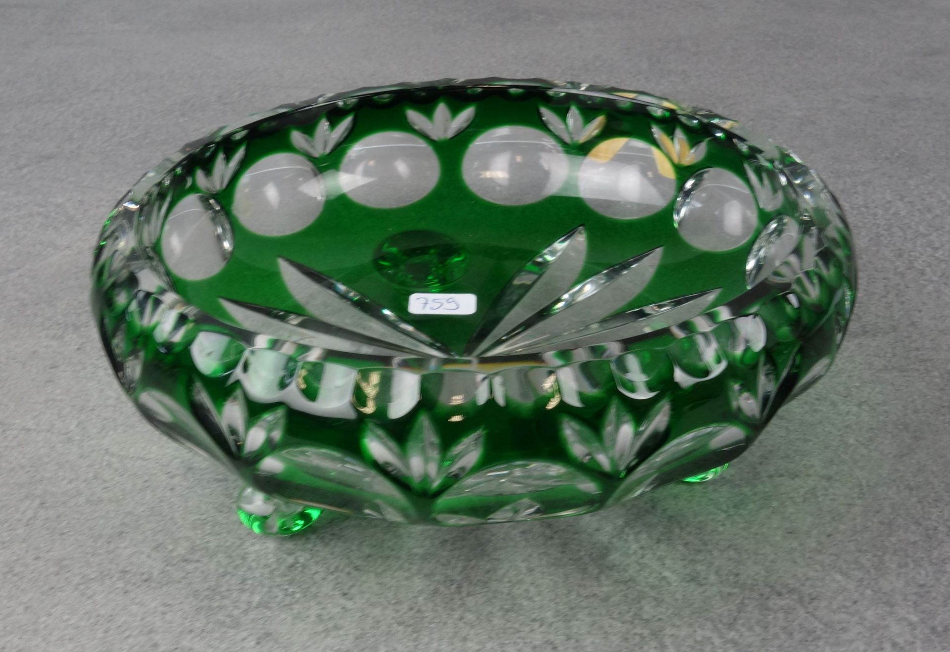 GREEN LEAD CRISTAL BOWL