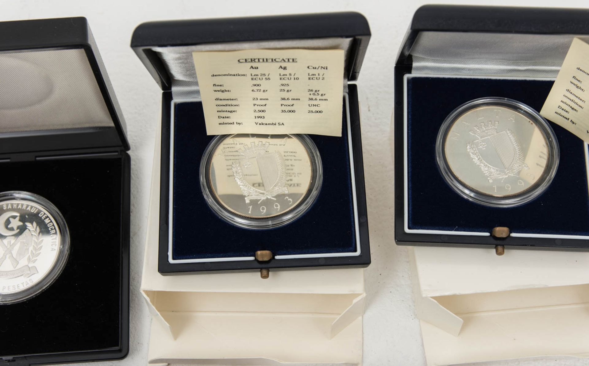 Sammlung Silbermünzen Europa.6 Stück gekapselt, PP mit Etui.2 x 100 Francs Frank - Bild 4 aus 4