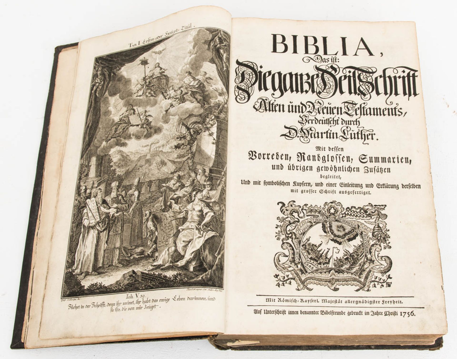 Luther Bibel, in geprägtem Ledereinband von 1756.Allgemein guter Zustand.28 x - Bild 6 aus 9