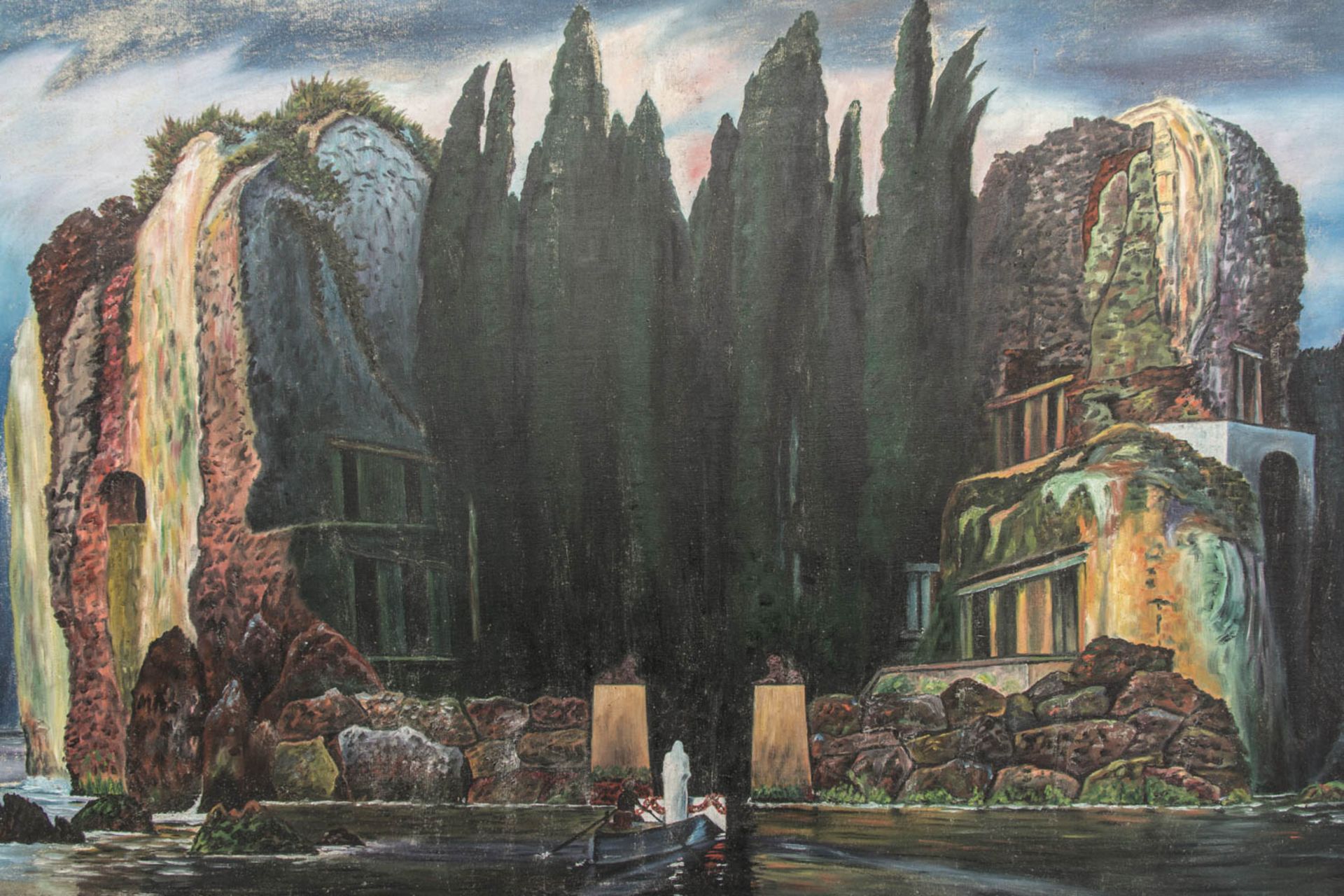 Die Toteninsel nach Böcklin, Öl auf Leinwand, 20. Jh.Gerahmt und mit Böcklin signie - Bild 2 aus 8