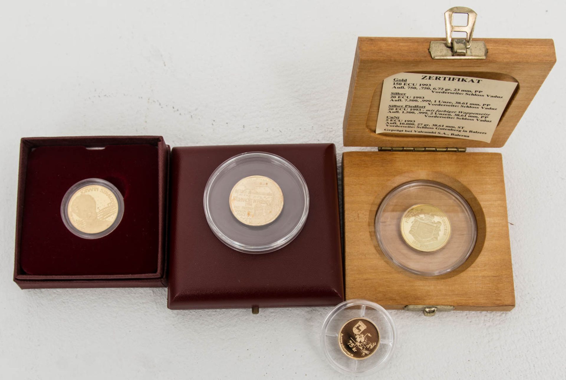 4 Goldmünzen/-medaillen Europa 20,62 g Feingold.100 Ecu Österreich 1995 7,88 g Feing