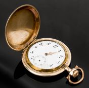 Goldfarbene Taschenuhr.Emaille mehrfach beschädigt. Werk intakt. Durchmesser: