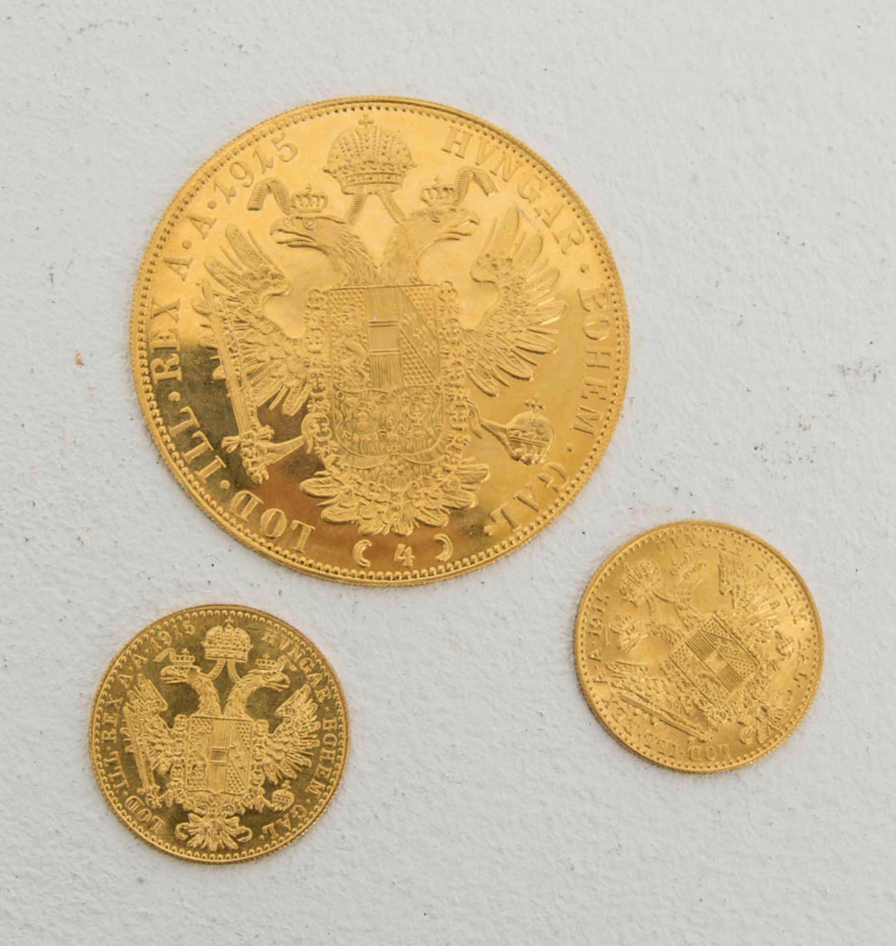 Dukatenkonvolut Gold Österreich.Nachprägungen in 986er Gold:2x1 Dukat 1915.4 - Bild 2 aus 2