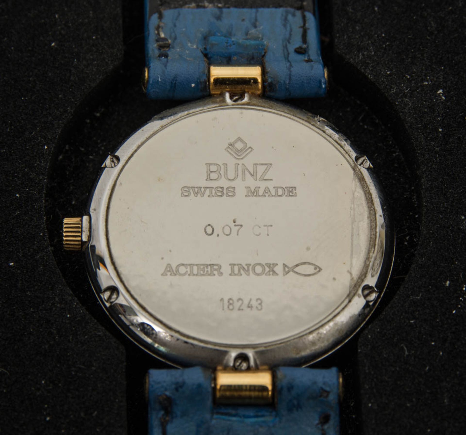 Bunz Quarzuhr mit Brillant 0,07 Ct.Im Originalkarton mit Papieren. No. 18243. - Image 4 of 6