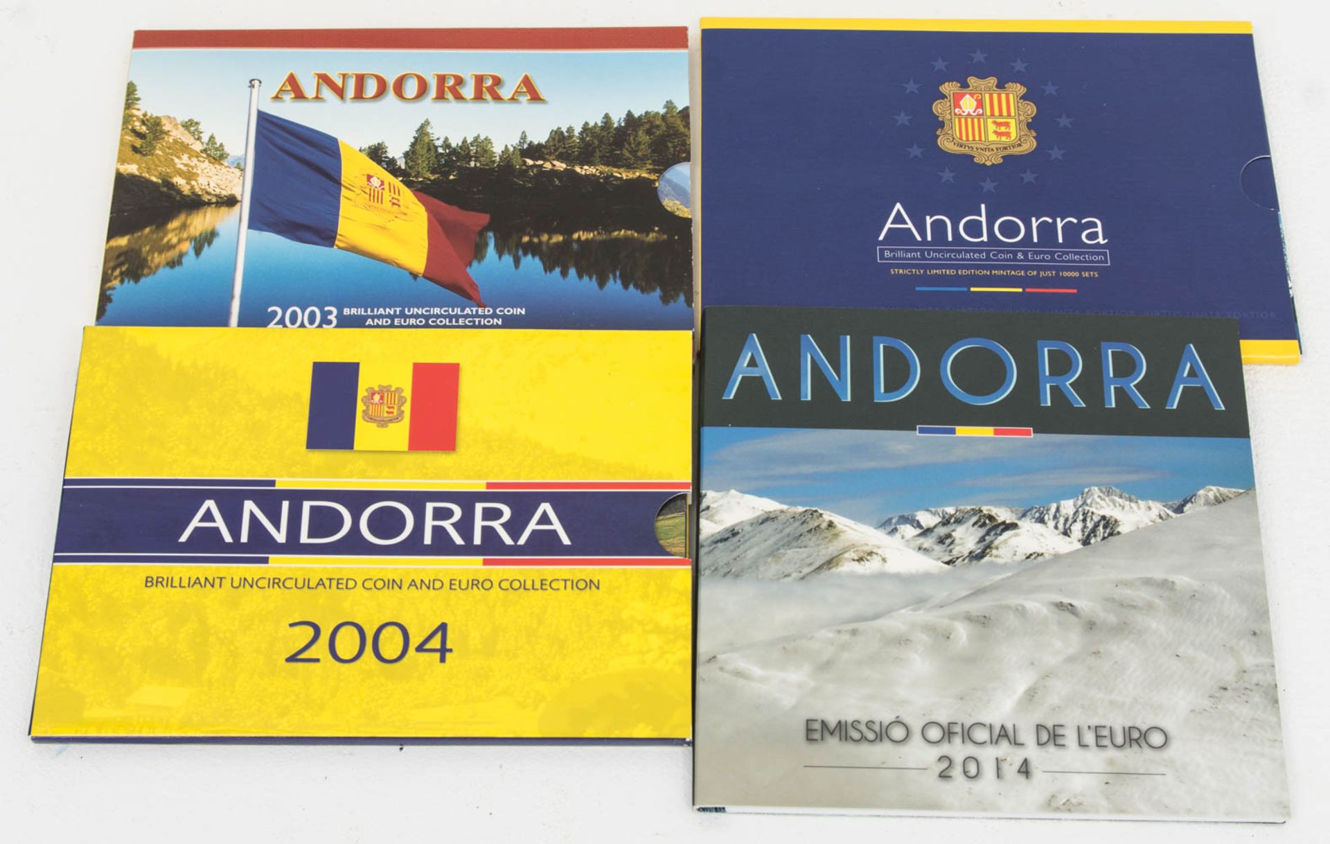 Andorra: 4 x KMS 2002-2014.4 Kursmünzsätze Andorra, teilweise mit Vorgängerwährung